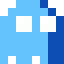 Pacman Ghost Blue, magnified