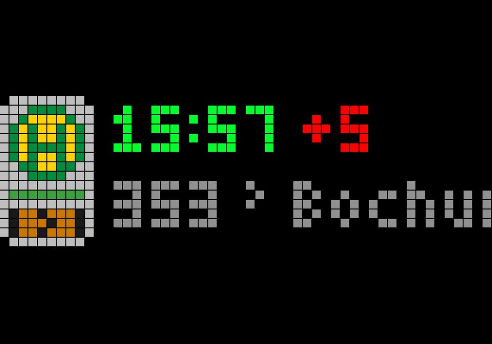 Bus Stop shown on an AWTRIX display