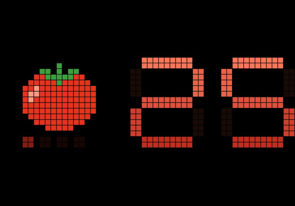 Pomodoro Timer shown on an AWTRIX display