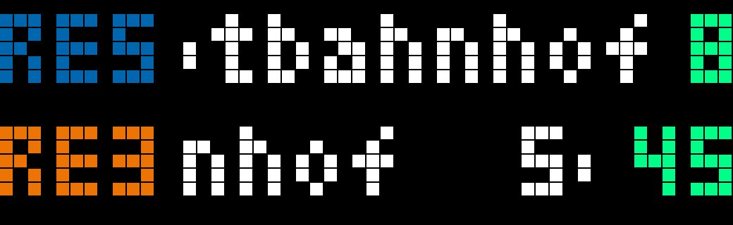 Public Transport Departures shown on an AWTRIX display