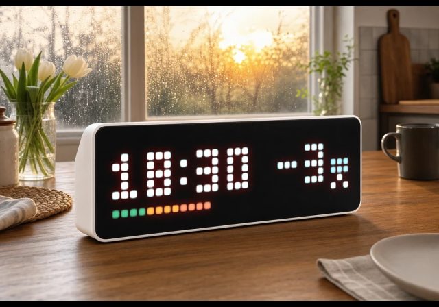 Clock with weather and electricity price bar