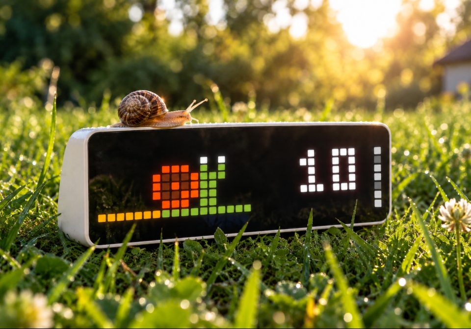 Romy's Snail Timer shown on an AWTRIX display