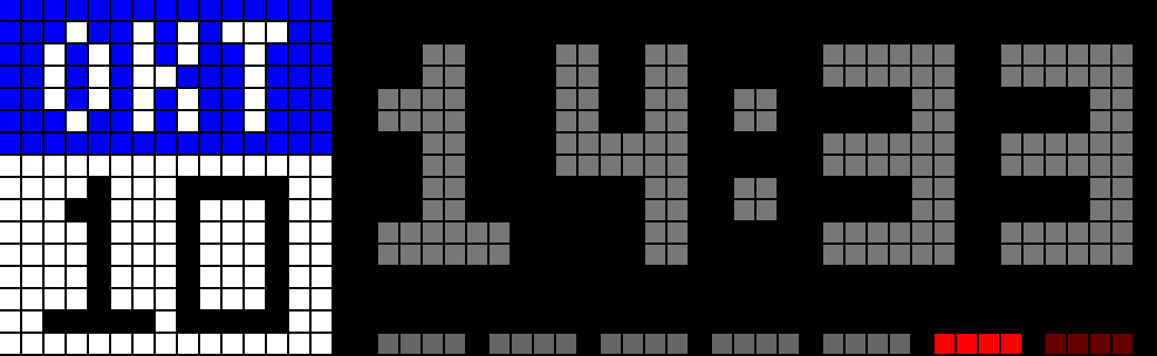 Datum und Uhrzeit shown on an AWTRIX display