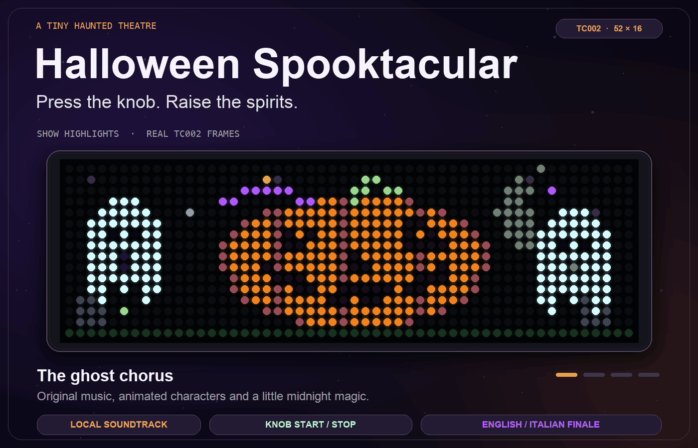 Halloween Spooktacular shown on an AWTRIX display