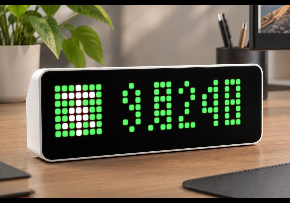 JP Date — weekday (youbi) icon + month/day shown on an AWTRIX display