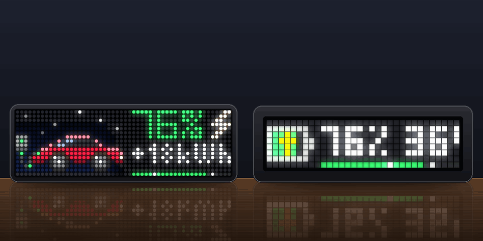 EV Status for Tesla shown on an AWTRIX display
