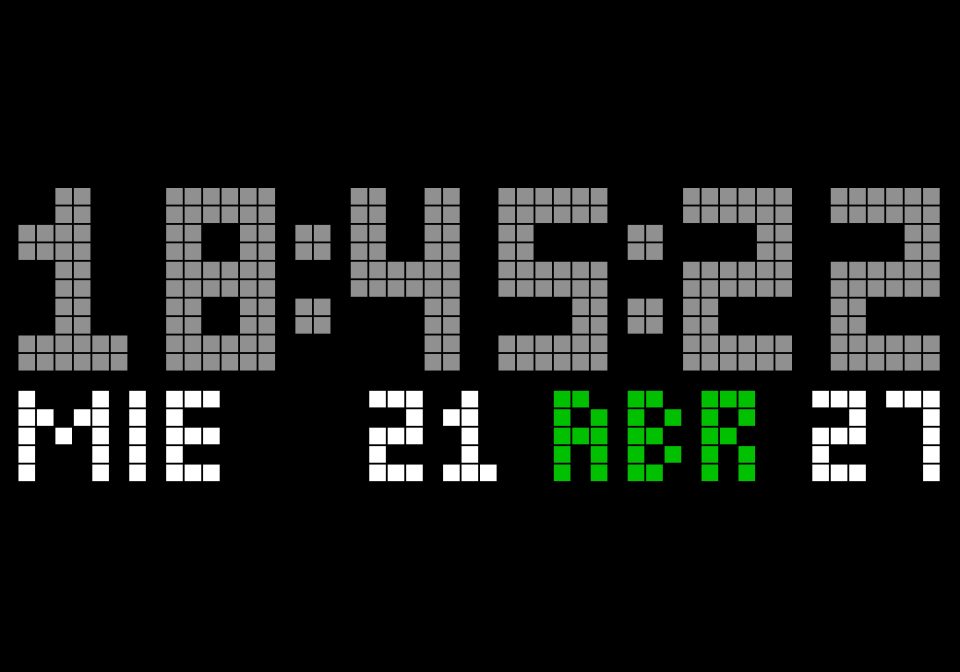 HoraEX - Big Clock with Seasonal Months & Holidays shown on an AWTRIX display