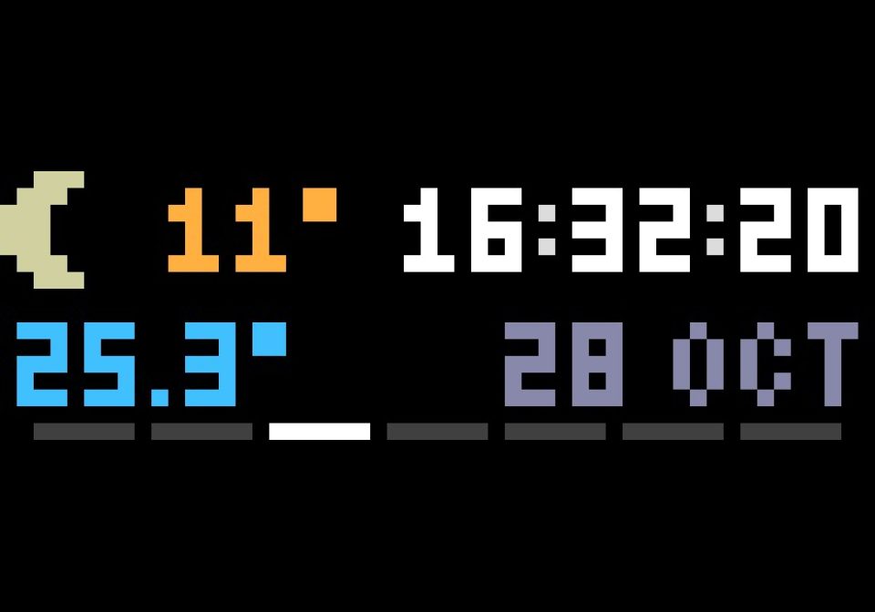 Glance Clock shown on an AWTRIX display