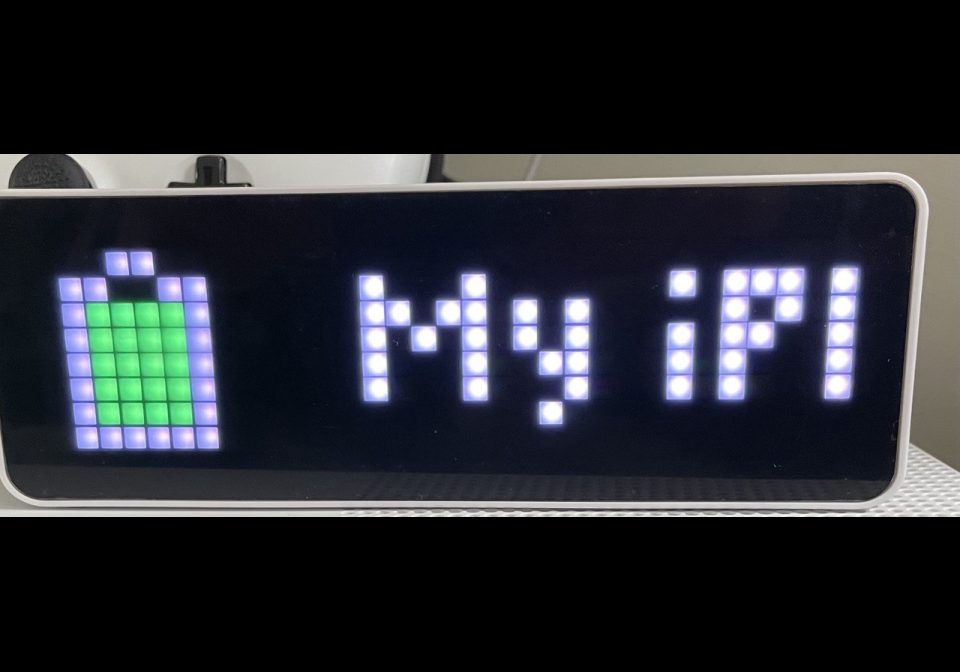 Awtrix Phone Battery Notification% shown on an AWTRIX display