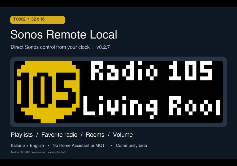 Sonos Remote Local shown on an AWTRIX display