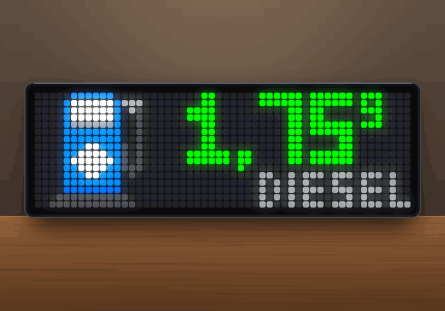 Fuel Prices shown on an AWTRIX display