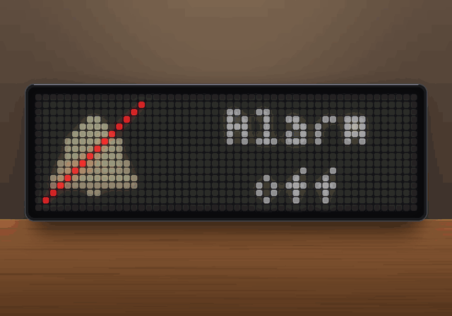 Sunrise Alarm + Night Clock shown on an AWTRIX display